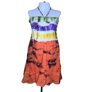 Peppermint Bay Orange Purple Tie Dye Dress M